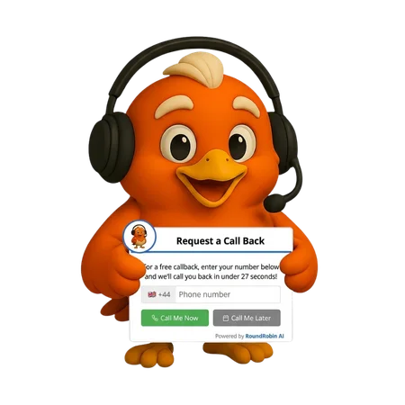 RoundRobin AI callback assistant holding a request a call back form